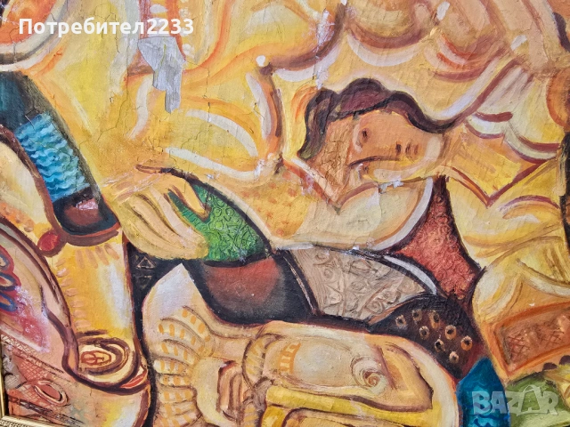 Продавам картина на Димитър Казаков - НЕРОН !!! РАЗМЕР - 60 см  на 80см ! Масло на фазер  - шперплат, снимка 7 - Картини - 53875196