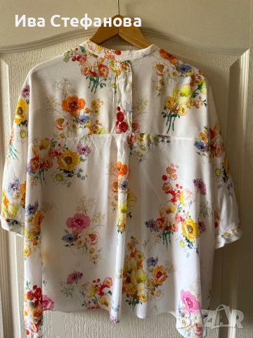 Разкошна нова one size овърсайз  Мароко елегантна риза zara Zara Зара цветя 100 % вискоза , снимка 2 - Ризи - 45683149