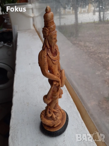 Стара статуетка на китаец фигура паста смола, снимка 2 - Антикварни и старинни предмети - 53430937