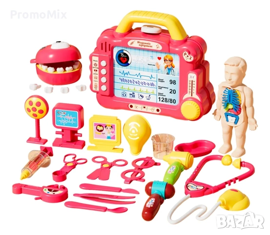 Детски медицински комплект в куфарче Doctor 6906 blue 36 части Детски лекарски комплект Розов, снимка 4 - Образователни игри - 51495405