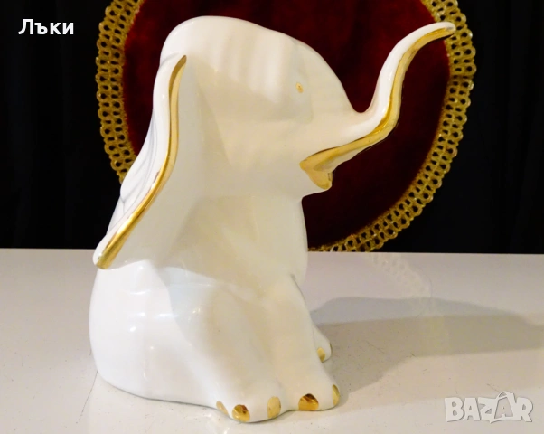 Порцеланова фигура Слон,злато,Западна Германия. , снимка 6 - Статуетки - 54093098