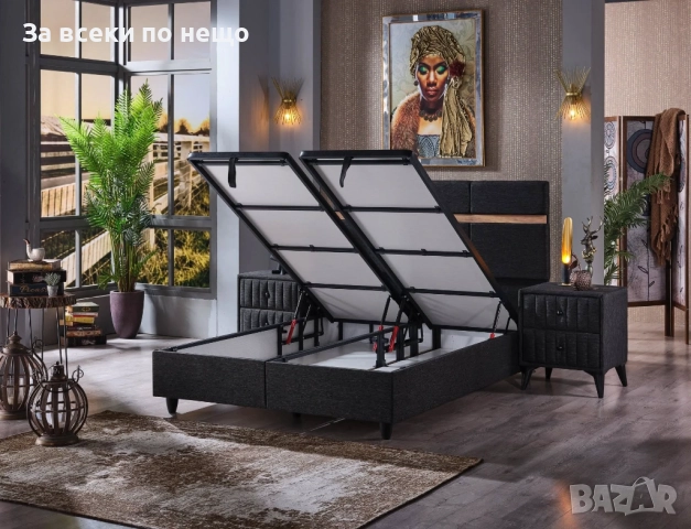 Тапицирано легло ROMA 160/200 с матрак, антрацит Код P1301, снимка 2 - Спални и легла - 51947270