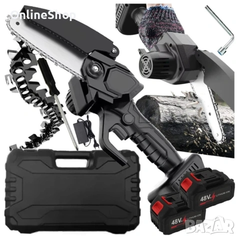 Акумулаторен трион, 6 инча шина, 2 батерии, транспортен куфар, снимка 11 - Други инструменти - 53937514