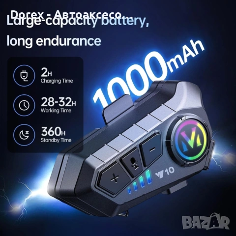 Bluetooth слушалка за моторна каска с интерком и шумопотискане, снимка 13 - Аксесоари и консумативи - 53901333