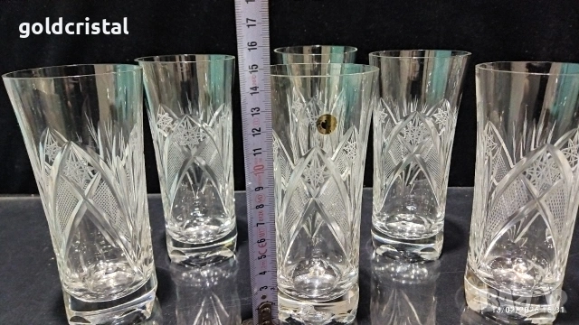 Кристални чаши Зорница , снимка 3 - Антикварни и старинни предмети - 44466067