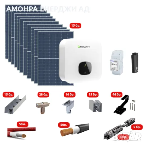 KT-MIN6-A410-K6 Соларна система 6kW – комплект за керемиден покрив, снимка 2 - Друга електроника - 49007134