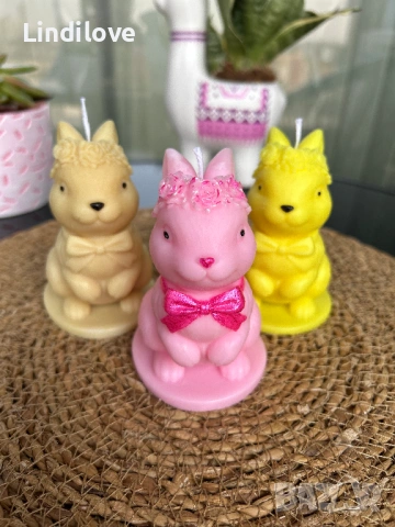 Соева свещ зайче ръчно направена ароматизирана, снимка 5 - Декорация за дома - 53898590