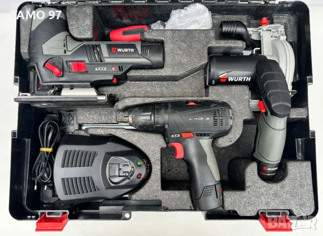Wurth акумулаторен сет 2броя винтоверт, фенер, радио, зеге, циркуляр 10.8V, снимка 3 - Други инструменти - 52897746