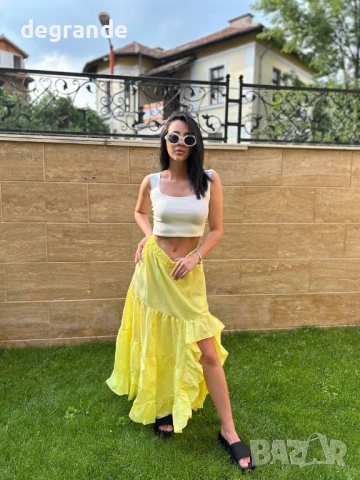 Жълта дълга пола, снимка 2 - Поли - 50870454