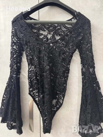 Блуза Боди дантела черен цвят  S-M, снимка 4 - Други - 51480205