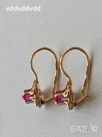 СССР златни обеци 14 карата, снимка 5 - Обеци - 52120428