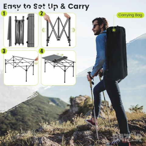 Сгъваема туристическа маса с калъф за къмпинг и риболов , снимка 2 - Къмпинг мебели - 53812823