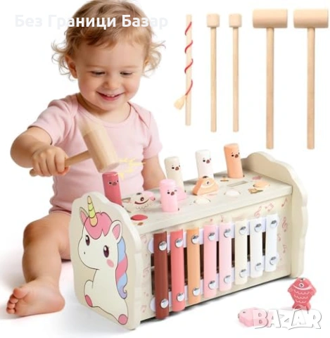 Нова образователна Дървена Montessori играчка с чукче ксилофон лабиринт идеален подарък