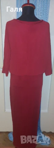 Дълга рокля цвят Бордо, еластична , снимка 4 - Рокли - 51429810