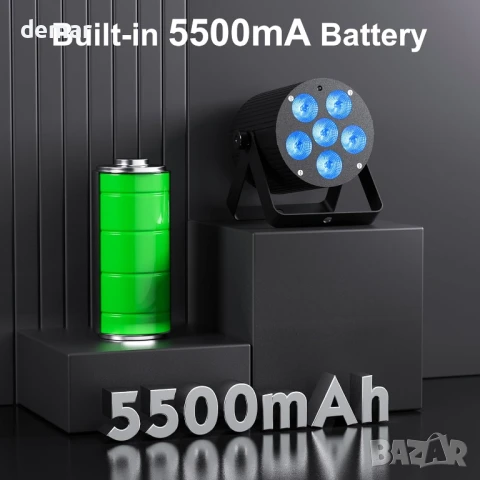 Erreyht 60W акумулаторна LED Par лампа, RGBWA+UV 6 LED сценични светлини с дистанционно, снимка 4 - Други - 50446889