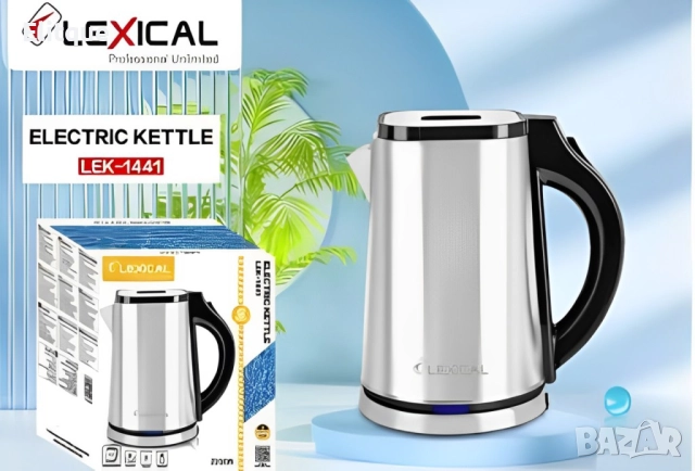 Електрическа кана за вода с корпус от неръжаема стомана и LED светлинен индикатор Lexical LEK-1441, снимка 4 - Кани - 52865720