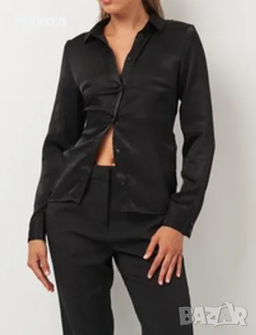 Елегантна черна риза с дълъг ръкав, H&M, снимка 4 - Ризи - 50086682