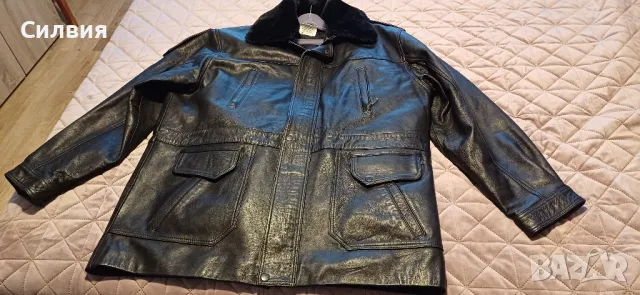Мъжко черно кожено яке, снимка 4 - Якета - 49678782