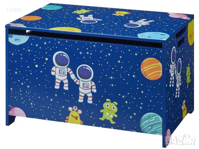 НОВИ! Детска дървена ракла с принт Космос