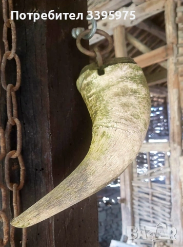 Античен ловджийски рог за барут - XIX век, автентичен, снимка 2 - Антикварни и старинни предмети - 53835732
