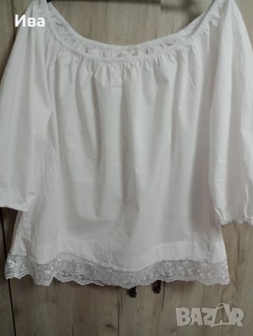 Дамска памучна блуза с дантела, снимка 2 - Туники - 46433997