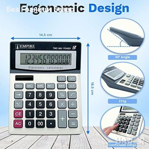Нов Електронен калкулатор с 12 цифри и големи бутони за офис работа, снимка 4 - Друга електроника - 46530701