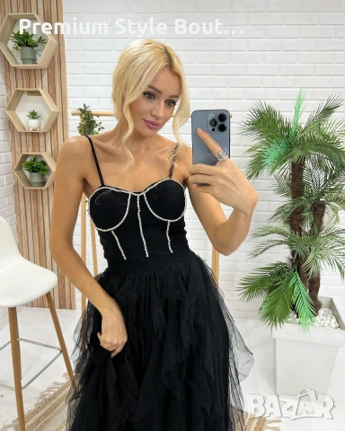 великолепна официална рокля с камъни и обемен тюл, снимка 3 - Рокли - 53710373