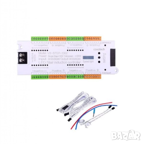 Интелигентен LED контролер със сензор за движение за стълби, 32 канала, 12/24V, снимка 2 - Други стоки за дома - 52098161