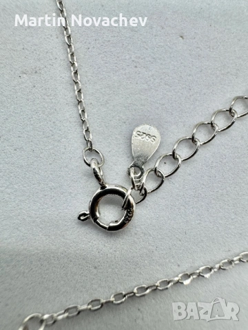 Сребърно колие с мойсанит (Диамант) 1 карат, снимка 5 - Колиета, медальони, синджири - 53820779