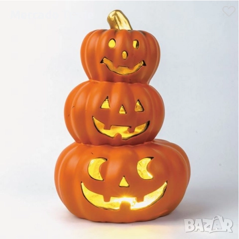 Декоративна лампа Mercado Trade, Тиква с LED светлини, Оранжев, снимка 2 - Декорация за дома - 51984280