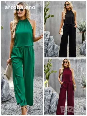 Дамски комплект от две части панталони Temperament Commuter Glossy Fabric, 3цвята 