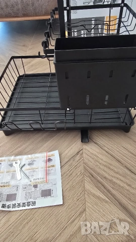 3-етажен метален черен сушулник за чинии, снимка 3 - Аксесоари за кухня - 53185511