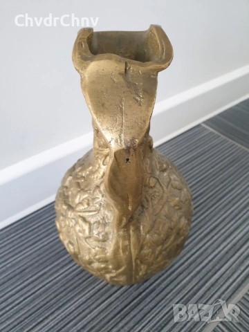 2броя стари италиански кани/20см-4кг/29см-6кг/релефна бронзова кана с деца и плодове, снимка 5 - Антикварни и старинни предмети - 53481227