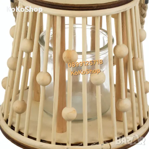 Фенер-Ø16x15 см./дървен декоративен фенер/дървен фенер!, снимка 2 - Декорация за дома - 50144192