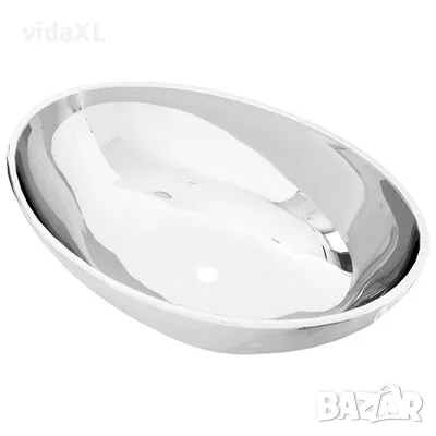 vidaXL Мивка, 40x33x13,5 см, керамична, сребриста(SKU:143473), снимка 1 - Мивки - 49039700