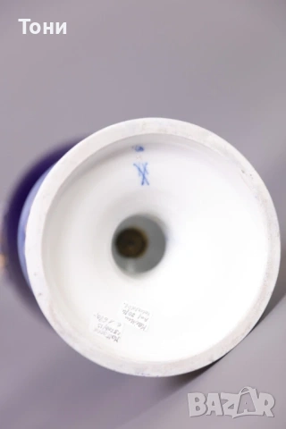 Meissen Майсен кобалтово синя ваза 39см 1во качество 1930г., снимка 6 - Вази - 53750924