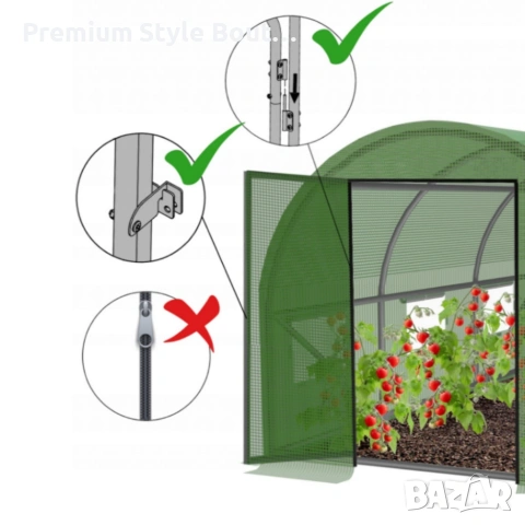Градинска оражнерия с врата на панти - здрава и стабилна конструкция 6 х 3 х 2м, снимка 10 - Други стоки за дома - 53618494