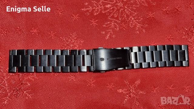 Метална верижка за часовник, черна , 22 мм , снимка 4 - Каишки за часовници - 53479278