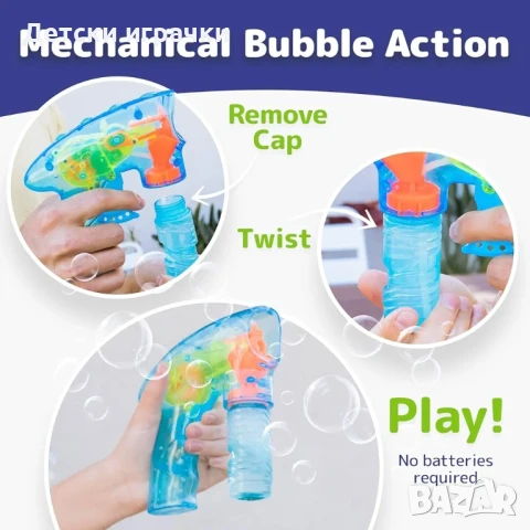 Детски светещ LED пистолет за сапунени балони, забавление на открито, снимка 7 - Други - 50843703