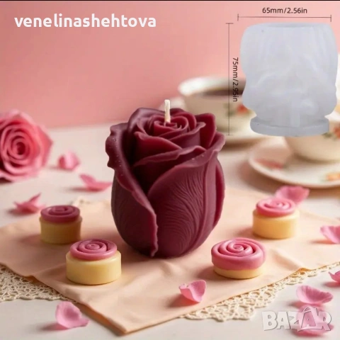 3D права роза силиконов молд форма за свещи гипс сапун смола фондан 