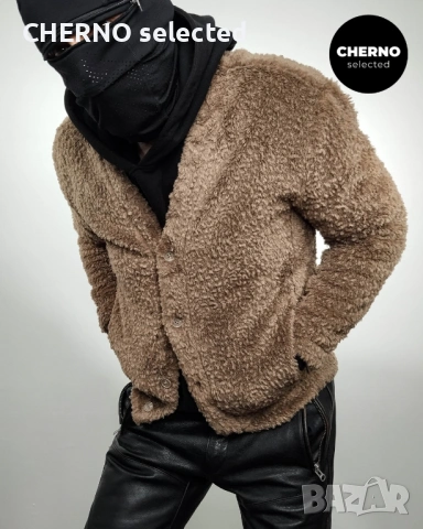  Мъжко кафяво поларено • шерпа флийс яке WEEKDAY Cody pile fleece cardigan – размер M•L, снимка 7 - Якета - 53905184