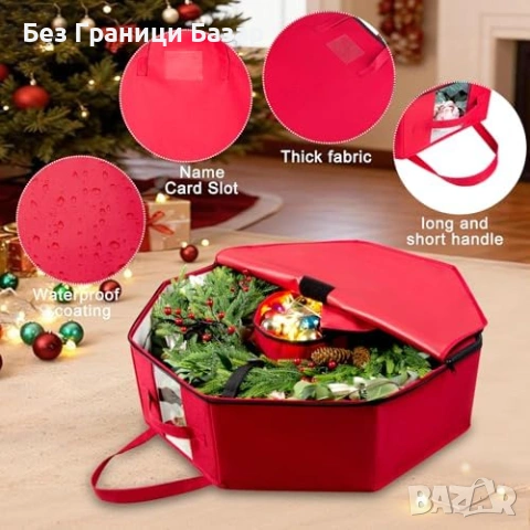 Нов Калъф за коледен венец 24″ с твърда защита и вътрешна чантичка, снимка 8 - Декорация за дома - 53155610