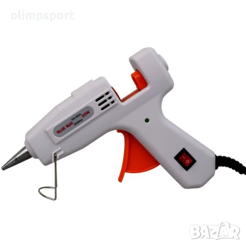 Пистолет за топло лепене със силикон, 20 W, с ключе за изключване.
