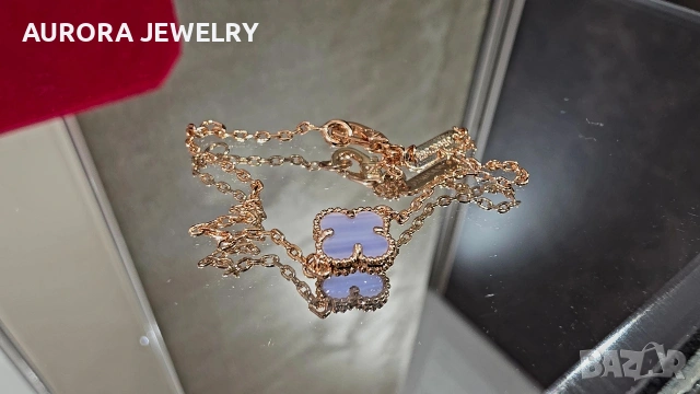 Van Cleef & Arpels VCA 1 Motif Rose Gold Chalcedony Sweet Alhambra Дамска Гривна, снимка 6 - Гривни - 53405215