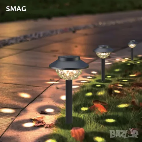 Слънчев фенер соларна лампа - черен релефни точки студено бял 24см S_1236425