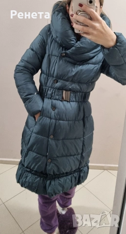 Маслено зелено дълго яке GANG размер S, снимка 4 - Якета - 53135464