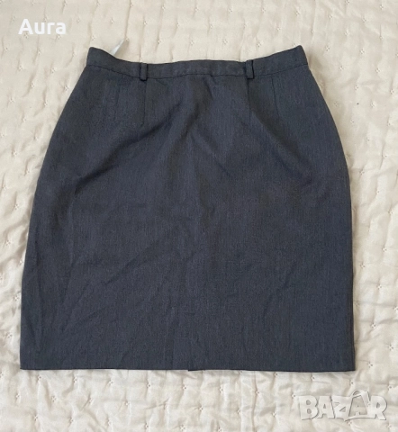 Grey button-front mini autumn skirt , снимка 2 - Поли - 51750965