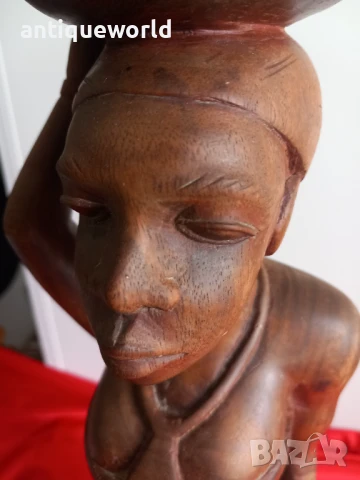 Стара АФРИКАНСКА Дървена Скулптура , Фигура Статуетка, снимка 2 - Антикварни и старинни предмети - 51136525