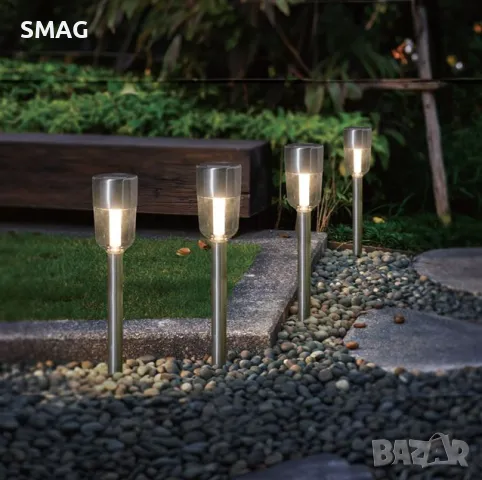 Слънчев соларен фенер лампа кръгъл сребърен 34.8см S_1236421