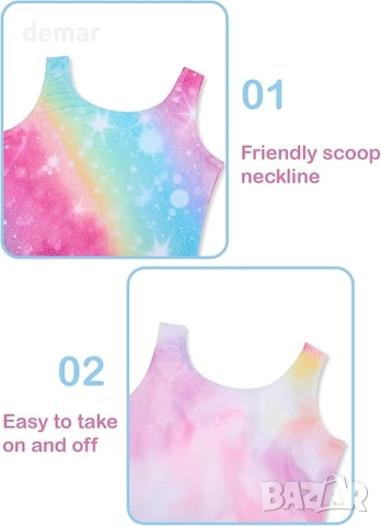 Гимнастически трика Tstiti за момичета, комплект от 2, блестящи детски трика за танци, 7-8 години, снимка 5 - Детски комплекти - 51721188